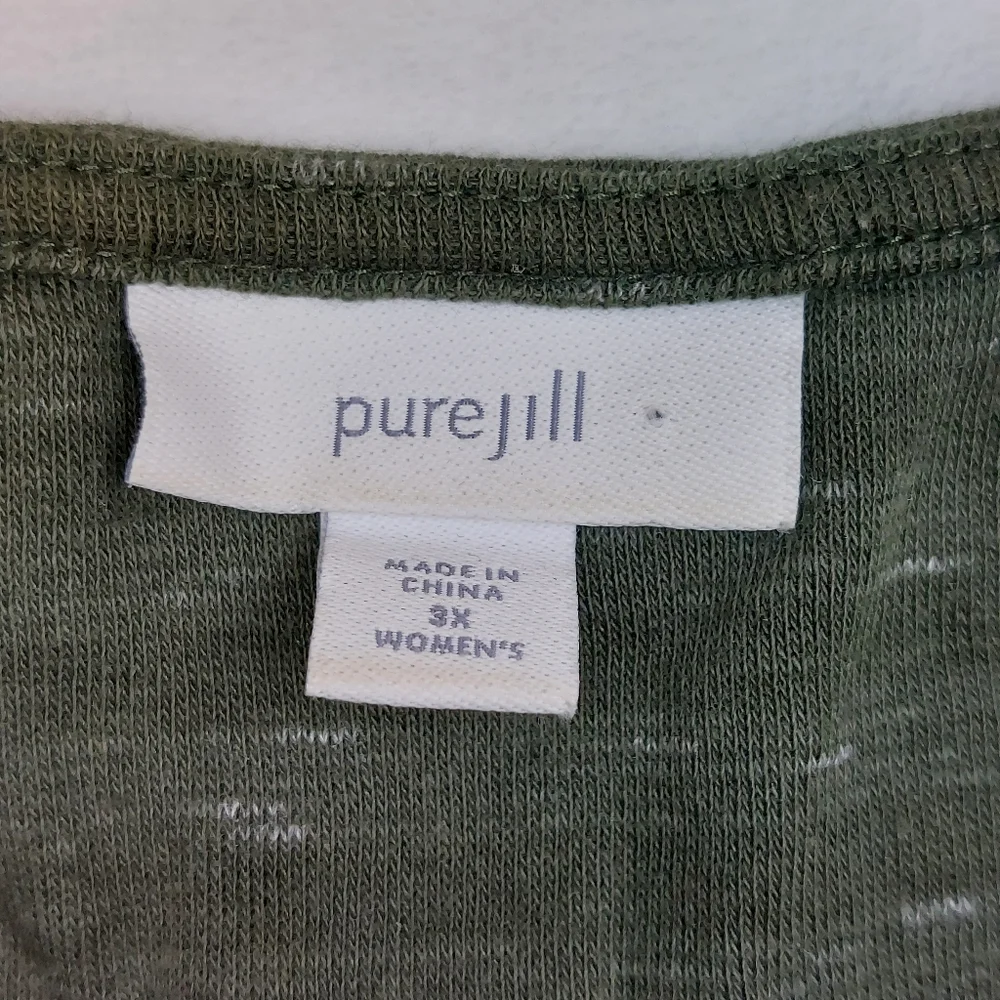 PURE JILL WOMEN'S OLIVE GREEN BABYDOLL LONG SLEEVE T-SHIRT DRESS TUNIC SIZE 3X - Picture 2 of 7